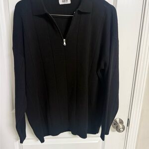 Black Half-Zip Ribbed Men's Sweater